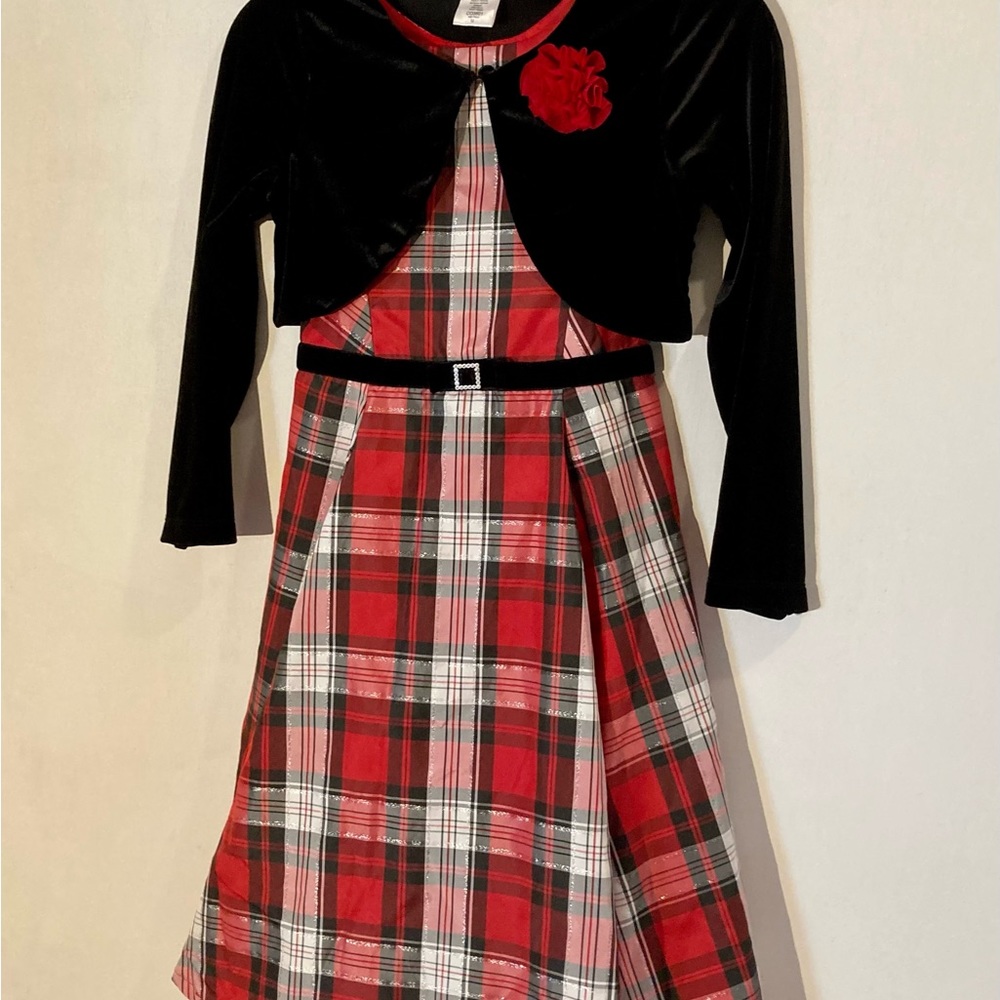 Barely worn party dress, hint of sparkle. Festive bolero keeps arms warm!